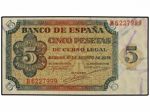 ESTADO ESPAÑOL. Lote 2 billetes 5 Pesetas. 10 Agosto 1938. S