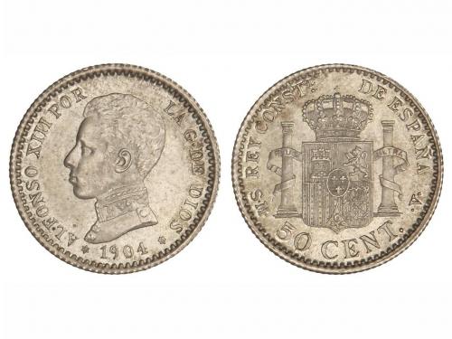 ALFONSO XIII. 50 Céntimos. 1904 (*0-4). S.M.-V. Brillo origi
