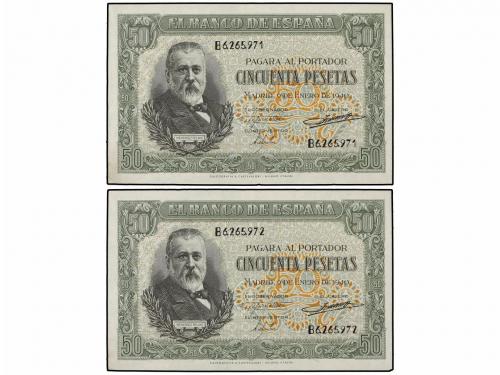 ESTADO ESPAÑOL. Lote 2 billetes 50 Pesetas. 9 Enero 1940. Me
