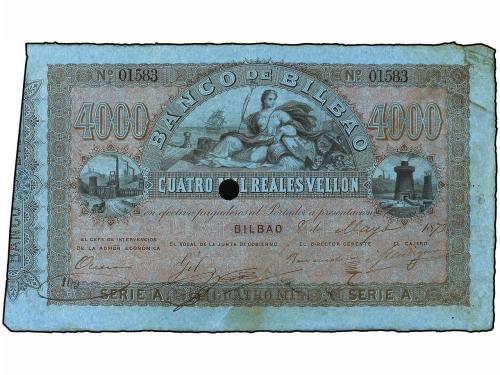 ANTIGUOS. 4.000 Reales de VelLón. 8 Mayo 1873. BANCO DE BILB