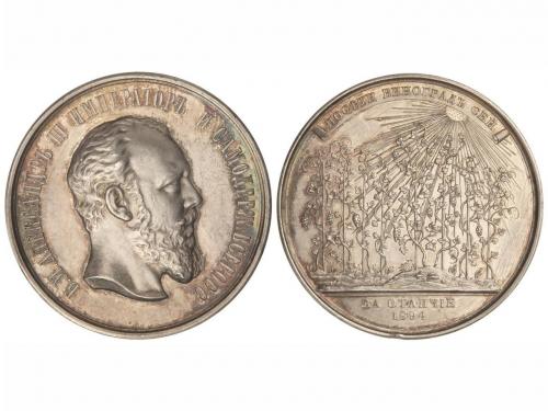 RUSIA. Medalla Alejandro III. 1894. Busto a derecha. Ocho vi
