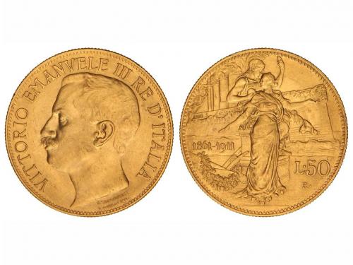 ITALIA. 50 Liras. 1911. VÍCTOR MANUEL III. 16,16 grs. AU. 50