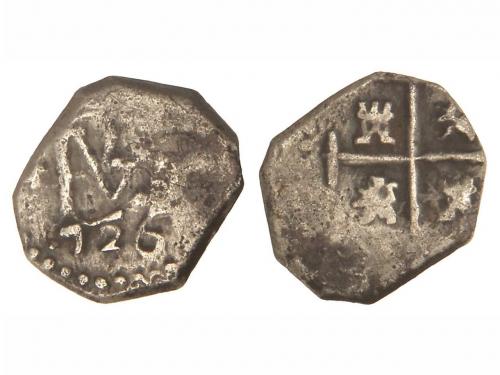 FELIPE V. 1/2 Real. 1726. NUEVO REINO. 1,66 grs. Pátina. MUY