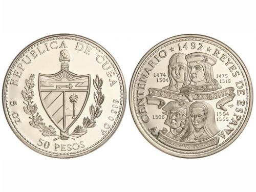 CUBA. 50 Pesos. (1992). 155,61 grs. AR. 500 aniversario del 