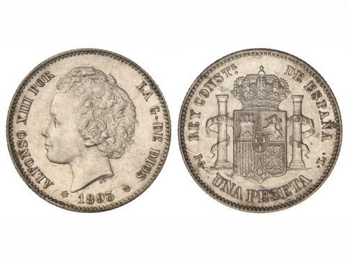 ALFONSO XIII. 1 Peseta. 1893 (*18-93). P.G.-L. Brillo origin