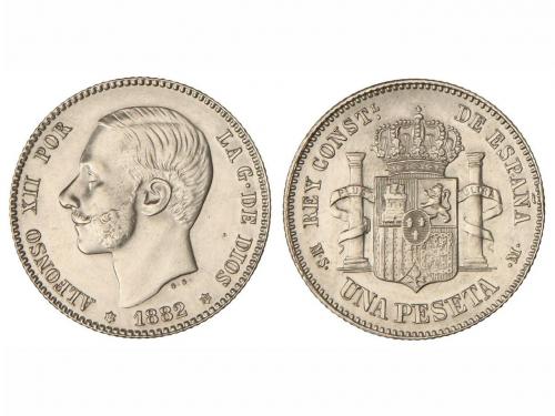 ALFONSO XII. 1 Peseta. 1882 (*18-82). M.S.-M. (Leves rayitas