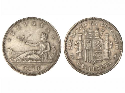GOB. PROVISIONAL y I REPÚBLICA. 1 Peseta. 1870 (*18-70). S.N