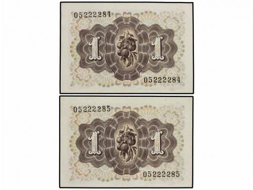 ESTADO ESPAÑOL. Lote 2 billetes 1 Peseta. 19 Junio 1948. Dam
