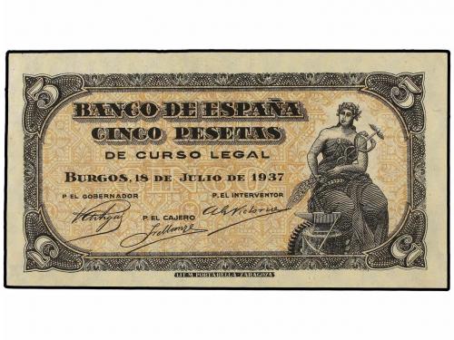 ESTADO ESPAÑOL. 5 Pesetas. 18 Julio 1937. Serie C. (Arruguit