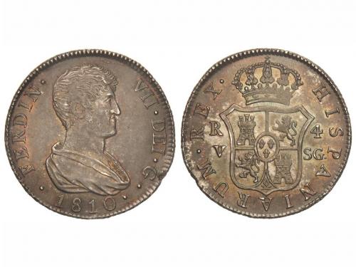 FERNANDO VII. 4 Reales. 1810. VALENCIA. S.G. 13,34 grs. Páti