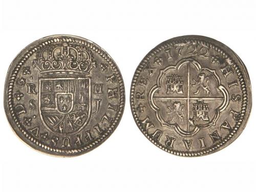 FELIPE V. 2 Reales. 1722. SEVILLA. J. 5,41 grs. Pátina. Cal-
