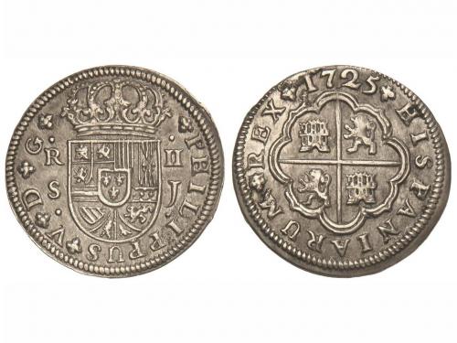 FELIPE V. 2 Reales. 1725. SEVILLA. J. 5,36 grs. Cal-1427. EB