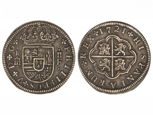 FELIPE V. 2 Reales. 1721. SEGOVIA. F. 5,98 grs. Pátina. Cal-