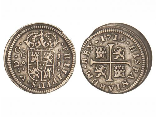 FELIPE V. 1/2 Real. 1719. CUENCA. J.J. 1,44 grs. Cal-1733. M