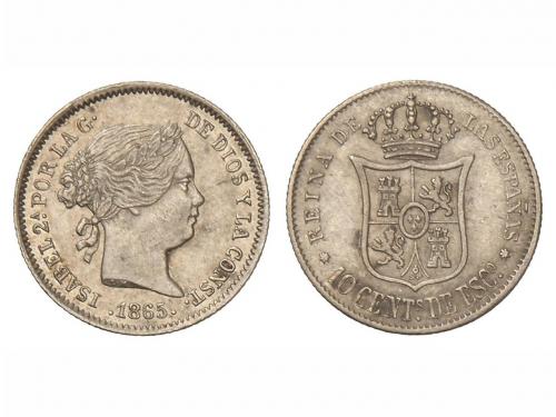 ISABEL II. 10 Céntimos de Escudo. 1865. SEVILLA. 1,29 grs. C
