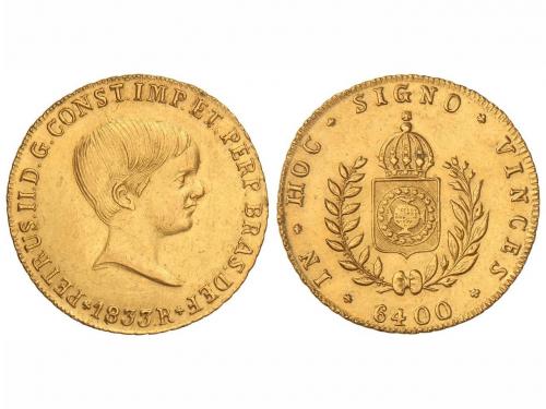 BRASIL. 6.400 Reis. 1833-R. PEDRO II. RÍO DE JANERIO. 14,07 