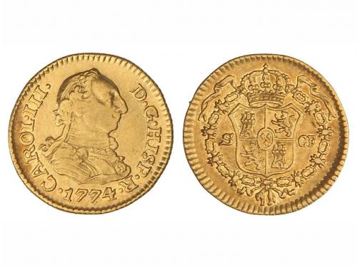 CARLOS III. 1/2 Escudo. 1774. SEVILLA. C.F. 1,75 grs. Restos