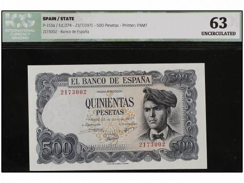 ESTADO ESPAÑOL. 500 Pesetas. 23 Julio 1971. Verdaguer. Sin S