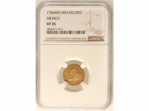 FERNANDO VI. 1 Escudo. 1756. MÉXICO. M.M. Encapsulada por NG