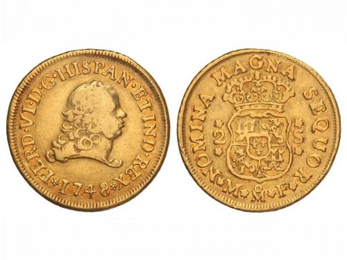 FERNANDO VI. 2 Escudos. 1748. MÉXICO. M.F. 6,68 grs. Restos 
