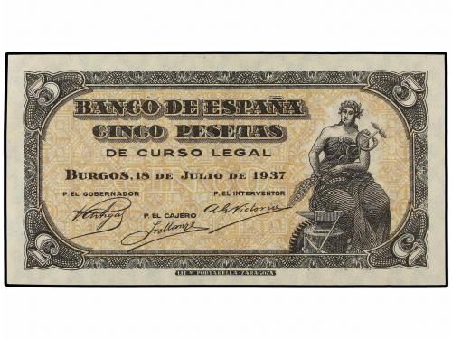 ESTADO ESPAÑOL. 5 Pesetas. 18 Julio 1937. Portabella. Serie 