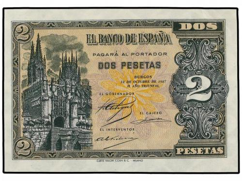 ESTADO ESPAÑOL. 2 Pesetas. 12 Octubre 1937. Catedral de Burg