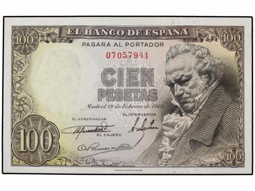 ESTADO ESPAÑOL. 100 Pesetas. 19 Febrero 1946. Goya. Sin Seri