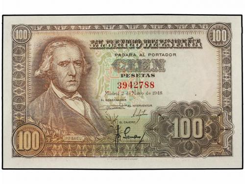 ESTADO ESPAÑOL. 100 Pesetas. 2 Mayo 1948. Bayeu. Sin Serie. 