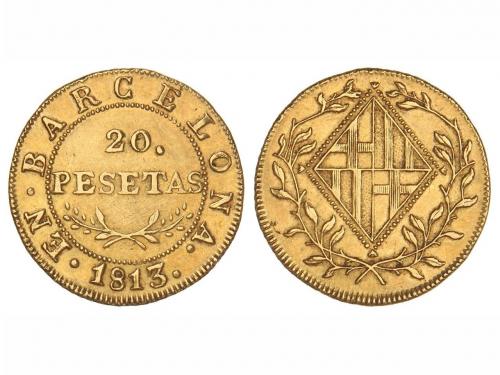 OCUPACIÓN NAPOLEÓNICA de CATALUNYA. 20 Pesetas. 1813. BARCEL