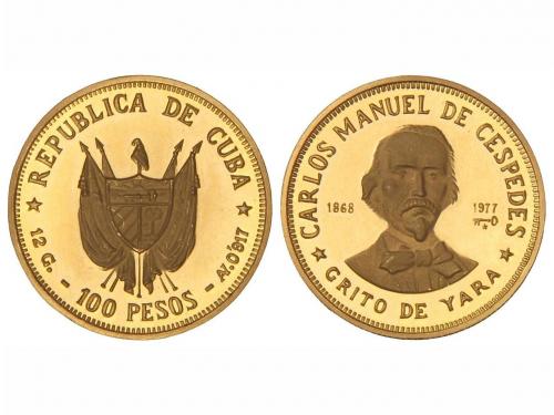 CUBA. 100 Pesos. (1977). 12 grs. AU. Carlos Manuel de Césped