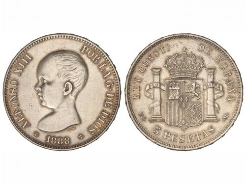 ALFONSO XIII. 5 Pesetas. 1888 (*18-88). M.S.-M. 24,88 grs. R