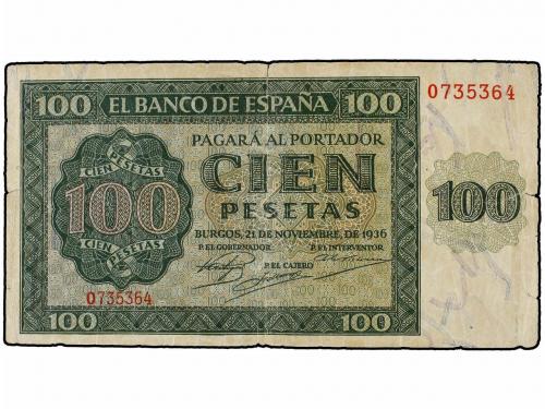 ESTADO ESPAÑOL. 100 Pesetas. 21 Noviembre 1936. Catedral de 