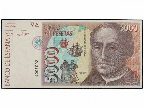 JUAN CARLOS I. Lote 2 billetes 5.000 Pesetas. 12 Octubre 199