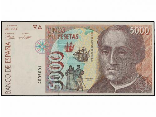 JUAN CARLOS I. Lote 2 billetes 5.000 Pesetas. 12 Octubre 199