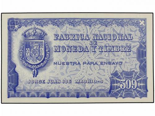 BILLETES ESPAÑOLES. Lote 5 Muestras de Anverso para Ensayo.
