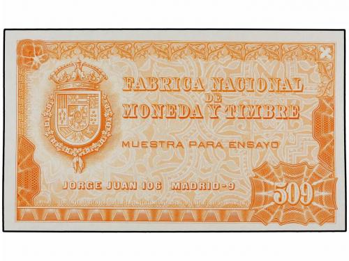 BILLETES ESPAÑOLES. Lote 5 Muestras de Anverso para Ensayo.