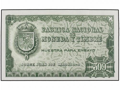 BILLETES ESPAÑOLES. Lote 5 Muestras de Anverso para Ensayo.