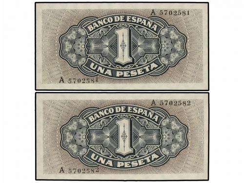 ESTADO ESPAÑOL. Lote 2 billetes 1 Peseta. 4 Septiembre 1940.