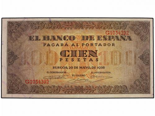 ESTADO ESPAÑOL. 100 Pesetas. 20 Mayo 1938. Casa del Cordón.