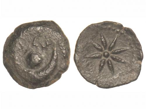 MONEDAS HISPÁNICAS. Cuadrante. MALACA. Creciente y punto, de