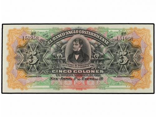 BILLETES EXTRANJEROS. Lote 2 billetes 5 Colones. 1 Enero 19_