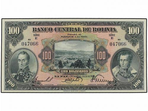 BILLETES EXTRANJEROS. Lote 2 billetes 100 Bolivianos. 20 Jul