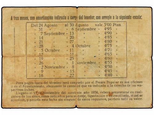 ANDALUCÍA. Cédula de Trabajo al portador de 5 Pesetas. AYUNT