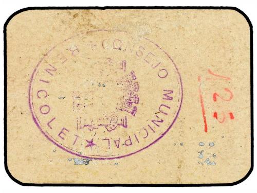 VALENCIA. 25 Céntimos. C.M. de BENICOLET (Valencia). Cartón.