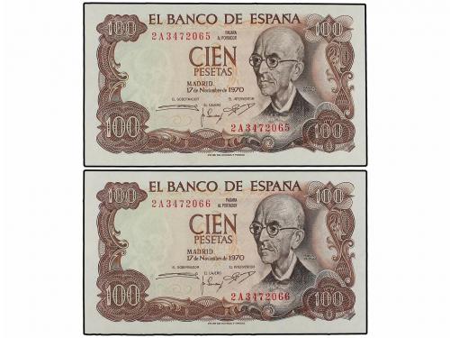 ESTADO ESPAÑOL. Lote 7 billetes 100 Pesetas. 1953, 1965 y 19
