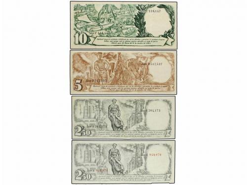 GUERRA CIVIL, ZONA REPUBLICANA. Lote 4 billetes 2,50 (2), 5