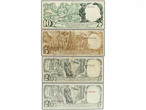 CATALUNYA. Lote 4 billetes 2,50 (2). 5 y 10 Pessetes. 25 Set