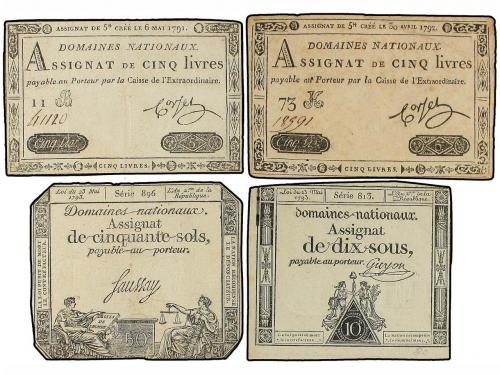 BILLETES EXTRANJEROS. Colección 12 ASSIGNAT de diversos nomi