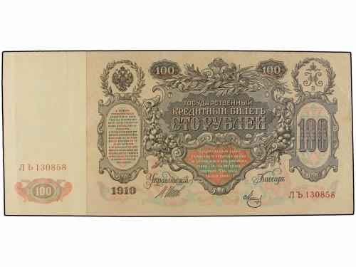 BILLETES EXTRANJEROS. Lote 2 billetes 100 Rublos. 1910. RUSI