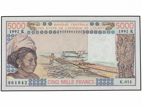 BILLETES EXTRANJEROS. 5.000 Francos. 1992. ESTADOS DEL ÁFRIC
